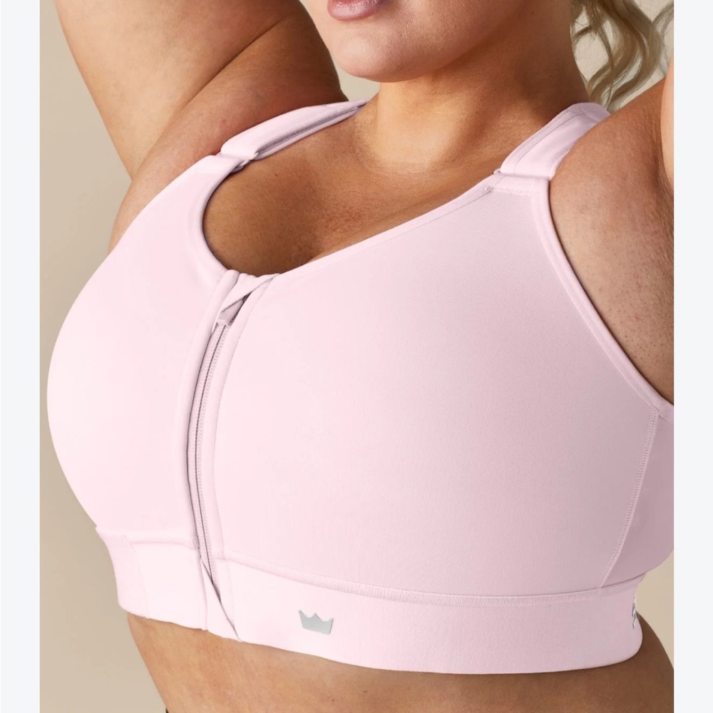 Shefit Ultimate Sports Bra Pink Luxe Rose Gold Metallic High Impact Sz 1Luxe EUC
